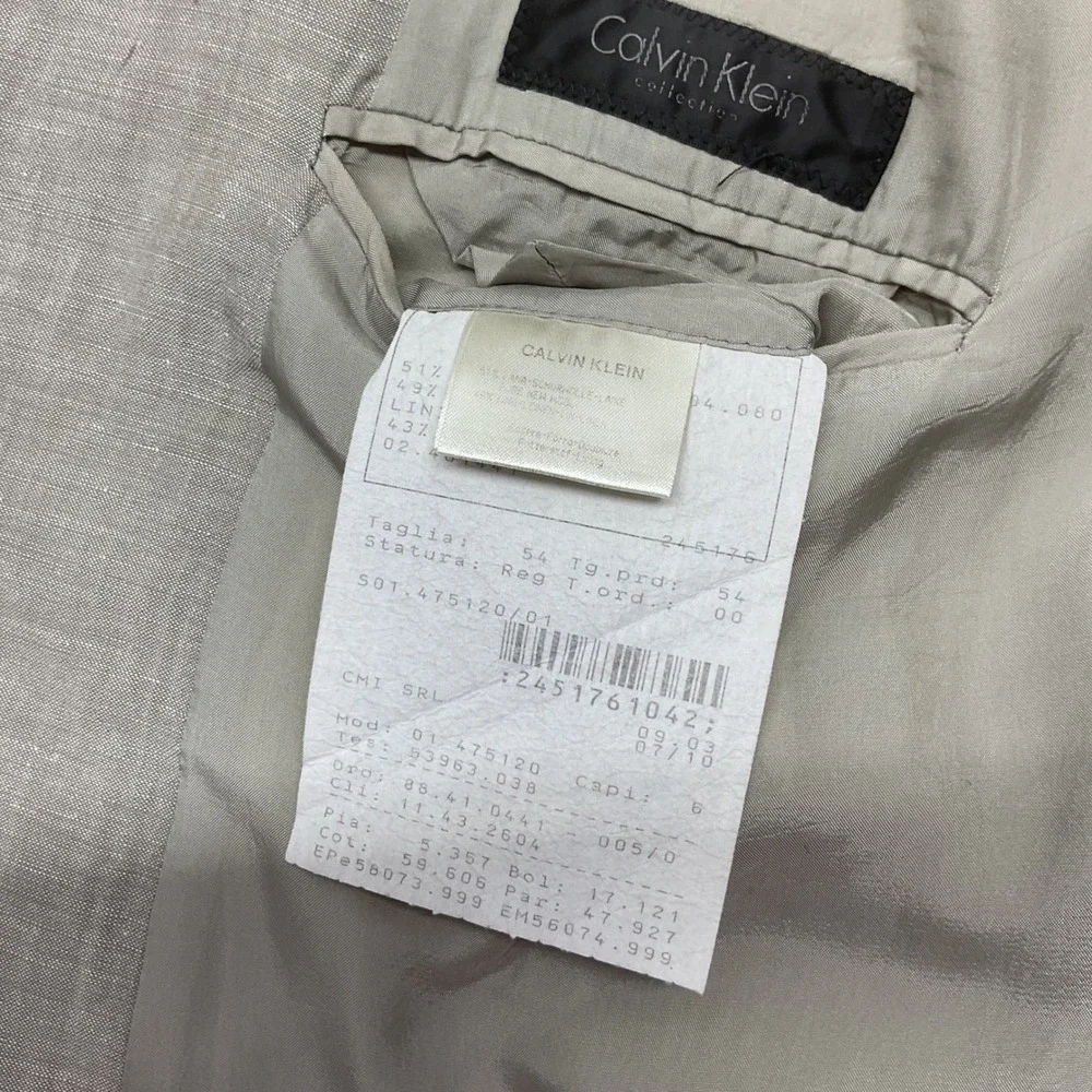 Calvin Klein Collection Grey Wool Linen Blazer Sport Coat Size 54 Regular
